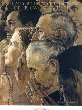 libertad de culto 1943 Norman Rockwell Pinturas al óleo
